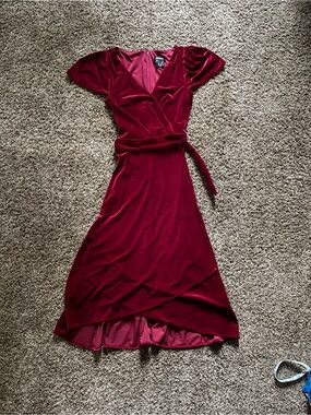 DKNY Dark Red Women’s Velvet Wrap Dress